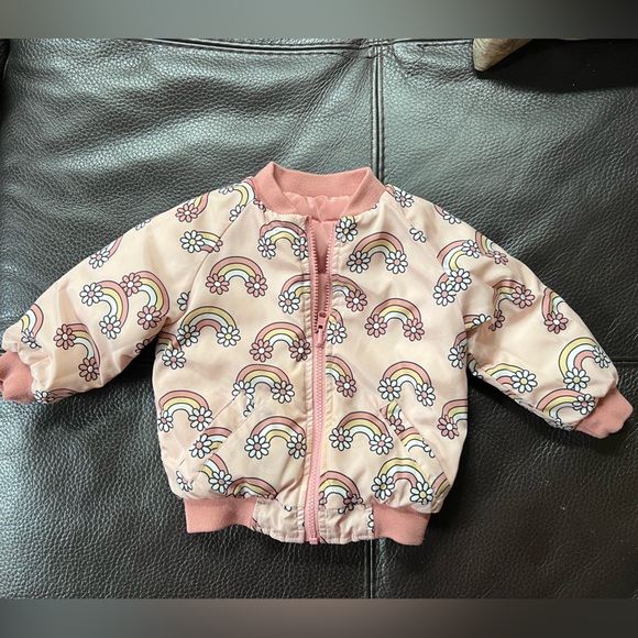 Huxbaby Daisy Rainbow Reversible Bomber size 2T - Picture 5 of 8
